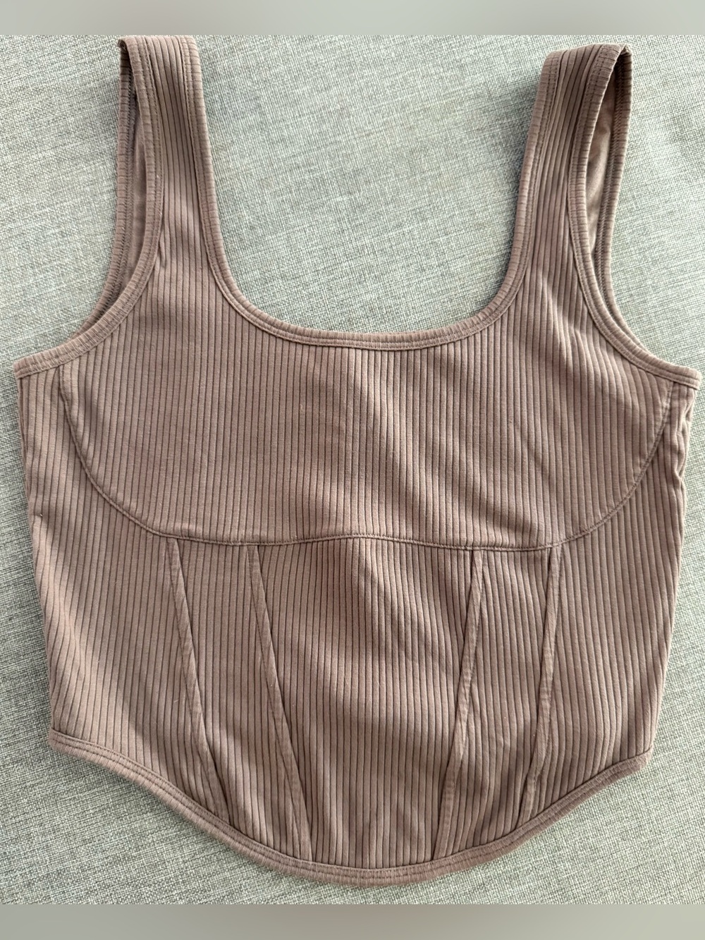 Victoria's Secret Ribbed Scoop Bustier Crop Top - Taupe